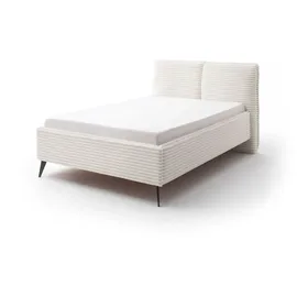 Meise Möbel Matera Polsterbett inkl. Bettkasten hellbeige mit schwarzen Metallfuß - Weiß