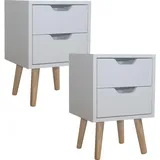 Hti-Living Nachttisch 2 Schubladen 2er-Set Thekla Weiß