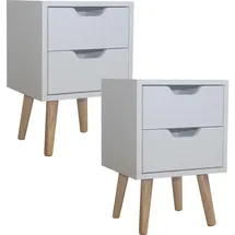 Hti-Living Nachttisch 2 Schubladen 2er-Set Thekla Weiß