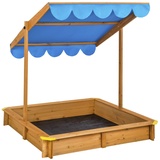 Tectake tectake® Sandkasten Emilia mit verstellbarem Dach 120x120x120cm - blau