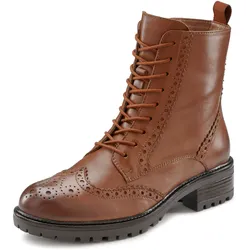 Schnürboots LASCANA, Damen, Gr. 39, braun, Obermaterial: 100% Schafsleder. Futter: 75% Textilmaterial, 25% Schafsleder. Decksohle: 100% Synthetik. Laufsohle: 100% Synthetik, unifarben, modisch, Schuhe, Schnürstiefelette, Ankle Boots, Leder, Schnüren & Reißverschluss