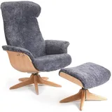 CONFORM Relaxsessel TIMEOUT mit Holzfuß, Schaffell CHARCOAL