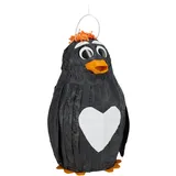 Relaxdays 2 x Pinata Pinguin, zum Aufhängen, Kinder & Erwachsene, Geburtstag, Piñata zum Befüllen, HxBxT 42 x 21 x 21 cm, schwarz