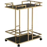 FineBuy Servierwagen Gold Glas Metall 67,5 cm Rollwagen Flaschenhalter