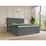 Sofnet Boxbett, Dunkelgrau, Textil, H3, Rechteckig, 180x200 cm, Schlafzimmer, Betten, Boxspringbetten
