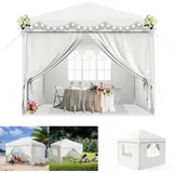 LARS360 3x3 m Pavillon Partyzelt Zelt Wasserdicht Festzelt Bierzelt Gartenzelt Outdoor Partyzelt Gartenpavillon UV Schutz mit Seitenteilen und Fens... - Weiß