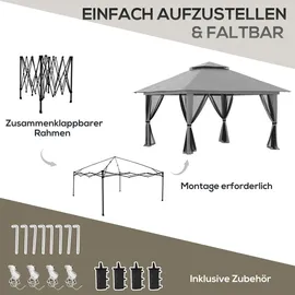 Outsunny Faltpavillon 4 x 4 m inkl. 4 Seitenteile Dunkelgrau