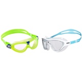 Aqua Sphere Seal Kid 2.0 Schwimmbrille Grün & arena The One Mask Junior Anti-Fog Schwimmbrille für Kinder, Schwimmmaske mit Großen Verspiegelten Gläsern, UV-Schutz