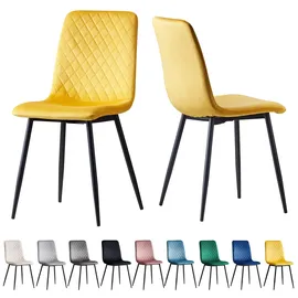mcc direct Esszimmerstühle lexi im 2er Set, mit Samtbezug & Metallbeinen, Designerstuhl, Gelb
