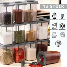 Jungengel Vorratsdosen Set 12 Stück 450 ml stapelbar luftdicht grau