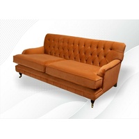 JVmoebel Chesterfield-Sofa, Chesterfield Gelb Sofa Stoff Wohnzimmer Design Couchen Polster orange