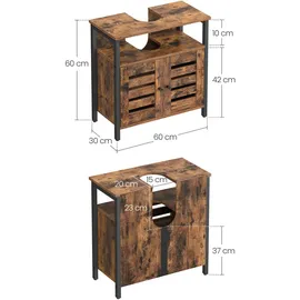 VASAGLE Waschbeckenunterschrank 60 x 60 x 30 cm Braun