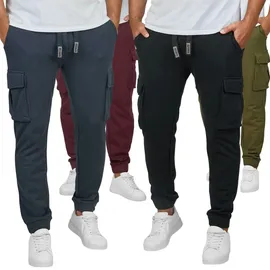 Riverso Cargo Jogginghose Herren Baumwolle Regular Fit RIVLoris Regular Fit Turpid Blau Tunnelzug 4XL