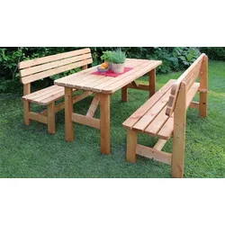 Holz Gartengarnitur Damp - Gartenmöbel aus Kiefer, Honigbraun – Gartensitzgruppe in rustikaler Form – Outdoormöbel für Terrasse & Garten