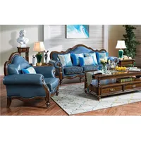 JVmoebel Sofa Blaue Barock Rokoko Chesterfield Sofagarnitur Couch Luxus Sofa 3+1, Made in Europa blau