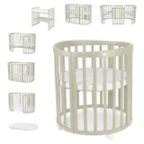 Waldin Babybett OWAL Kinderbett 7in1 mit Matratze,