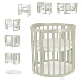 Waldin Babybett OWAL Kinderbett 7in1 mit Matratze,