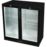 Glastür-Kühlschrank 90 x 90 x 52 cm schwarz |Getränkekühlschrank mit Flügeltüren, Flaschenkühlung, Bierkühlung | Gewerbekühlschrank mit 208 L Kühlvolumen | Untertheke mit manueller Temperaturkontrolle