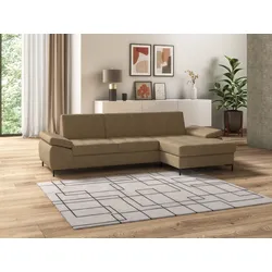 Ecksofa DOMO COLLECTION "Capelo L-Form", beige, B:297cm H:84cm T:160cm, 100% Polyester, Sofas, mit Armteilverstellung, wahlweise mit Bettfunktion, Federkern
