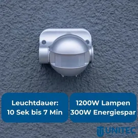 Unitec 2x Infrarot Bewegungsmelder Neigbar Ip44 180° Grad Silber