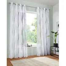 MY HOME Gardine »Dimona«, (2 St.), 2-er Set, transparent, Voile, Polyester, Wellen my home weiß/silberfarben/grau cm