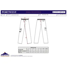 PORTWEST Herren Kochhose kariert 100% Baumwolle Gr. M
