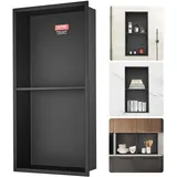 Vevor Wandnische 10x33,02x63,5cm Duschnische Edelstahl Nische Doppellagig 100 Wasserdicht Nischeneinbau 0-40°C Betriebstemperatur 92°-Inneneckdesign Ideal für Badezimmer Schlafzimmer Arbeitszimmer
