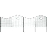 Teichzaun Set Zaunset Zaun 10 Elemente Steckzaun Gartenzaun Spitzbögen Anthrazit
