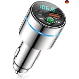 Mohard FM Transmitter Auto Bluetooth 5.3, Ganzmetall PD 30W & QC3.0 18W Schnelles Autoladegerät Zigarettenanzünder, KFZ Bluetooth Adapter Auto Freisprechanlage, Noise Cancelling Mikrofon, Ringlicht