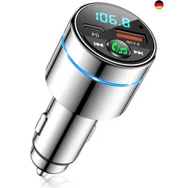 mohard FM Transmitter Auto Bluetooth 5.3, Ganzmetall PD 30W & QC3.0 18W Schnelles Autoladegerät Zigarettenanzünder, KFZ Bluetooth Adapter Auto Freisprechanlage, Noise Cancelling Mikrofon, Ringlicht