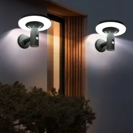 Expo Börse Wandlampe mit Bewegungsmelder LED Solarleuchte Haustürlampe Fassadenleuchte anthrazit Gartenlampe, 250lm, kaltweiß, BxH 24x21 cm, 2er Set