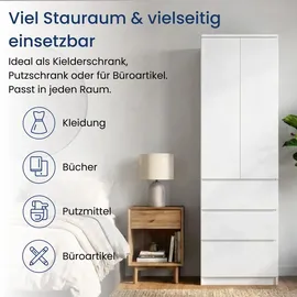 home collective Mehrzweckschrank 50 x 40 x 180 cm Weiß