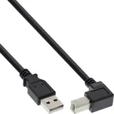 InLine InLine® USB 2.0 Kabel, A an B, unten abgewinkelt, schwarz, 0,3m