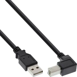InLine InLine® USB 2.0 Kabel, A an B, unten abgewinkelt, schwarz, 0,3m