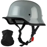 Vintage Deutsche Motorrad Halbhelme mit ECE, Jethelm Retro, Chopper Helm, Scooter-Helm, Fahrradhelm, mit Herausnehmbares Innenfutter und Schnellverschlussschnallen M~XXL 57~64CM