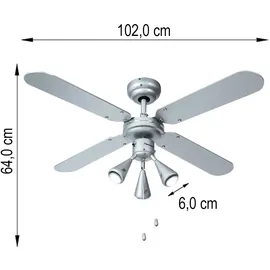 ETC Shop RGB LED Deckenventilator 102 cm Grau