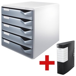 Leitz Schubladenbox 5280 »Post-Set« inkl. Ordner »180° Solid 1112« grau, 28.5x29x35.5 cm