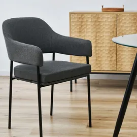 Svita Scarlett 2er Set Esszimmerstühle Armlehnstuhl Polsterstuhl Stoff Grau