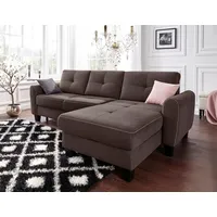 sit&more Ecksofa SIT & MORE "Varese L-Form", braun (dunkelbraun), B:253cm H:91cm T:167cm, Bedruckte Microfaser (100% Polyester);Luxus-Microfaser ALTARA NUBUCK (100% Polyester);Struktur (100% Polypropylen), Sofas, Ecksofa, mit Federkern, wahlweise mit Bettfunktion