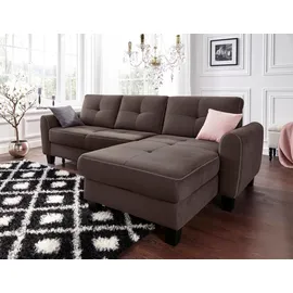 sit&more Ecksofa SIT & MORE "Varese L-Form", braun (dunkelbraun), B:253cm H:91cm T:167cm, Bedruckte Microfaser (100% Polyester);Luxus-Microfaser ALTARA NUBUCK (100% Polyester);Struktur (100% Polypropylen), Sofas, Ecksofa, mit Federkern, wahlweise mit Bettfunktion