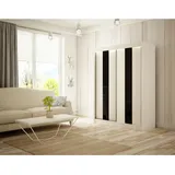 altdecor Kleiderschrank, Weiß, Schwarz, Holzwerkstoff, 150x215x61 cm, Schlafzimmer, Kleiderschränke