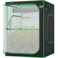 VIVOSUN PRO Growzelt 150x150x200cm Grow Tent mit Dicken 22mm Stangen Oxford-Gewebe mit Hochreflektierendem Mylar Extra Aufhängestangen & Hohes CFM-Kit für Hydroponik P558 für AeroLight A200SE×3