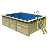 Karibu Rechteck Pool 2 - 350 x 440 cm - kesseldruckimprägniert Sparset mit Filteranlage Grundkörper ohne Terrasse