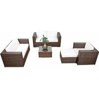 modulares 17tlg. Gartenmöbel Rattan Lounge Set XXL - braun-mix - Braun