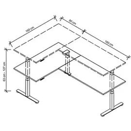 Hammerbacher Winkelschreibtisch XDSMW Ahorn / Silber