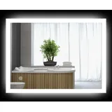 kleankin Badspiegel, Badezimmerspiegel mit LED-Beleuchtung, Lichtspiegel mit Touchschalter, Memory-Funktion, 80 x 60 cm beschlagfreier Wandspiegel mit 3 Lichtfarben, IP44 Wasserdicht