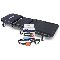 Enva Montagerollbrett - Werkstatthocker + LED Stirnlampe 400 Lumen