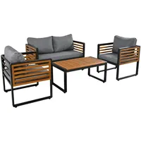XDOVET Gartenlounge-Set,Gartenmöbel-Set mit verzinktem Eisenrahmen(4-teiliges Set,1x2-Sitzer-Sofa,2x Einzelstühle,1x Tisch)dekorative Armlehnen