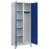 C+P Wäsche-/Kombispind Classic PLUS, Füße, 2 Abteile, 1950x800x500mm, 7035/5010 Verschluss Zylinderschloss Front RAL 5010 Enzianblau
