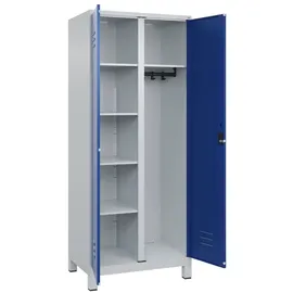 C+P Wäsche-/Kombispind Classic PLUS, Füße, 2 Abteile, 1950x800x500mm, 7035/5010 Verschluss Zylinderschloss Front RAL 5010 Enzianblau